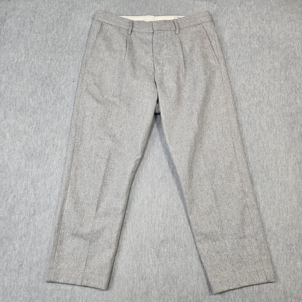 NN07 Pants Mens 33x32 Bill Regular Trousers Gray Dress Pants Pleated Wool Blend